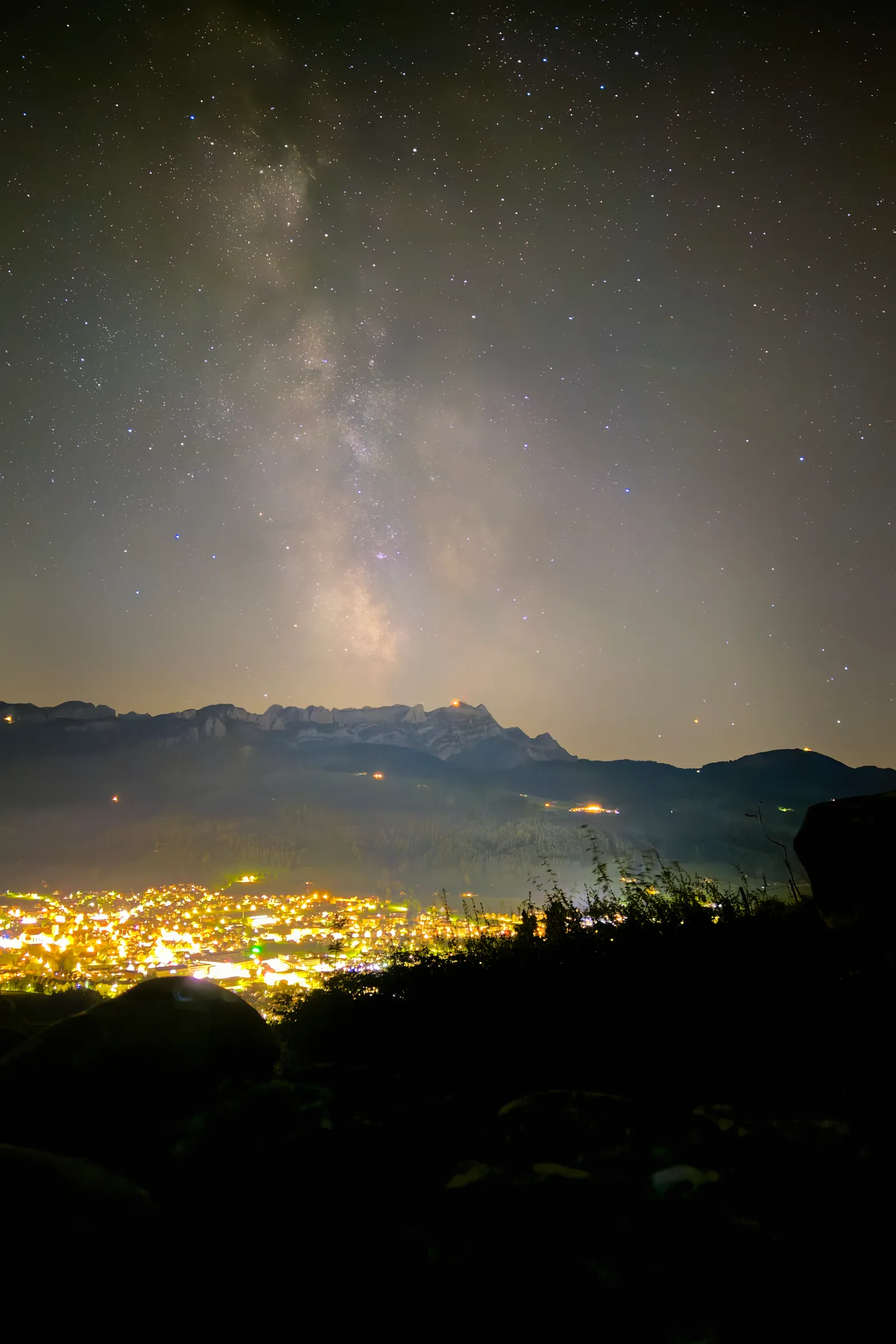 Milky Way photographed on a iPhone 15 Pro, Night Mode, multiple exposures stacked manually