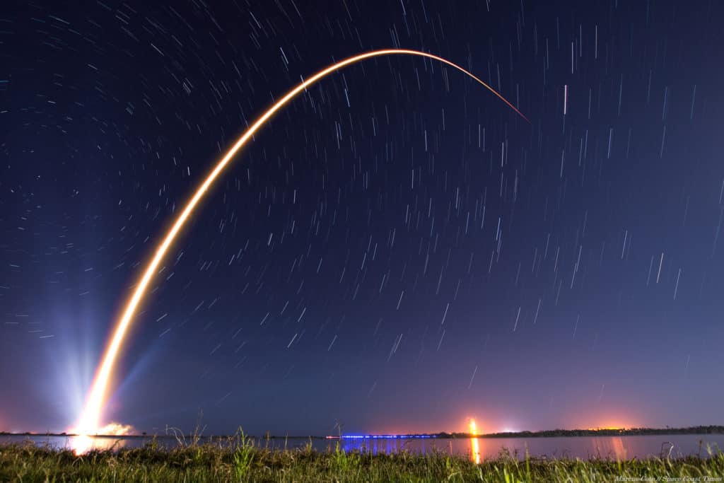 Rocket launch long exposure photo