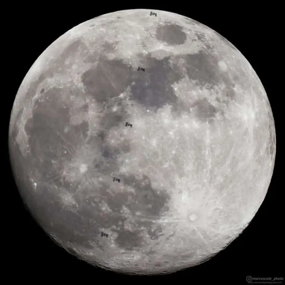 marcus cote International Space Station passing in front of the moon