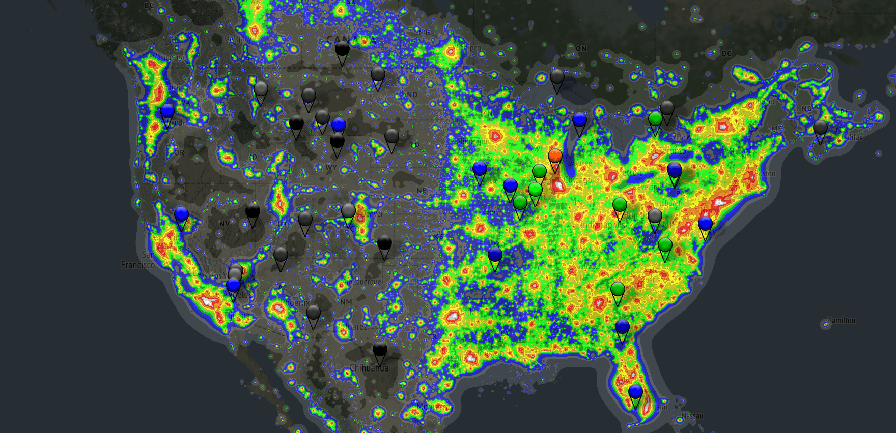 light pollution map USA