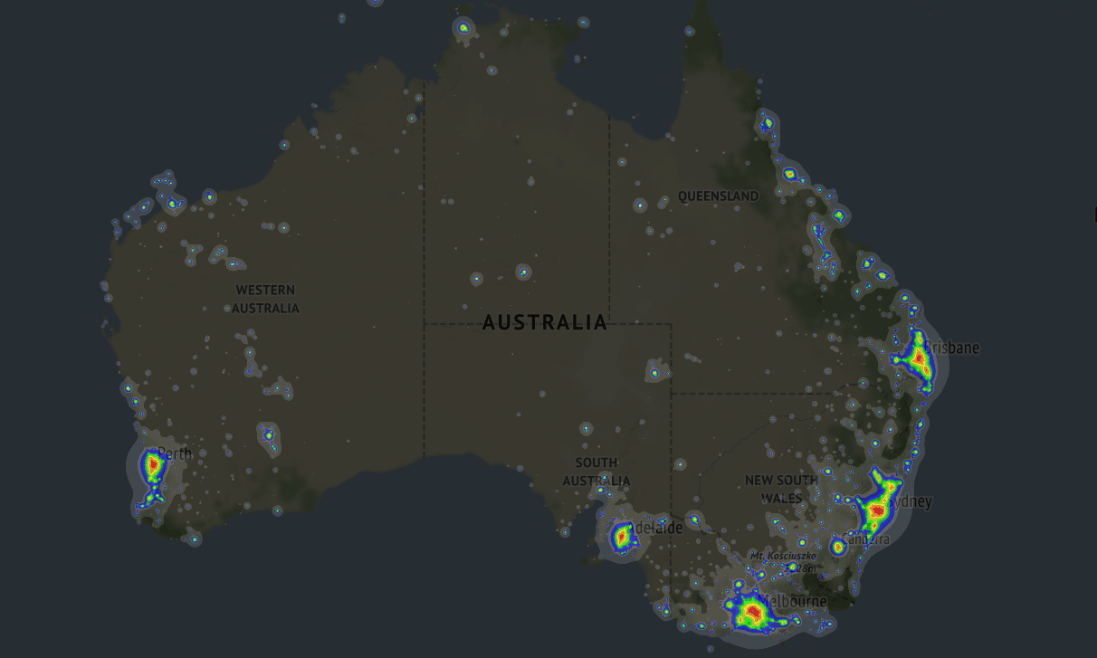 light pollution map Australia