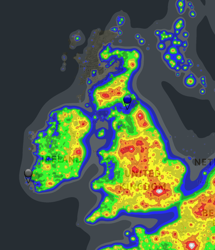 light pollution map uk