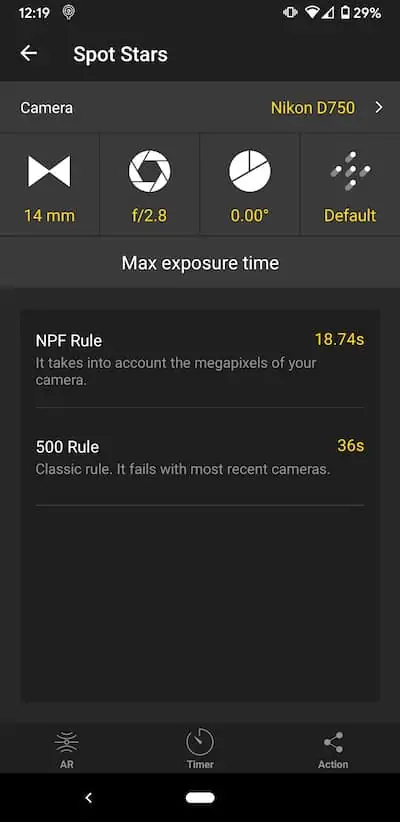 NPF rule star photography