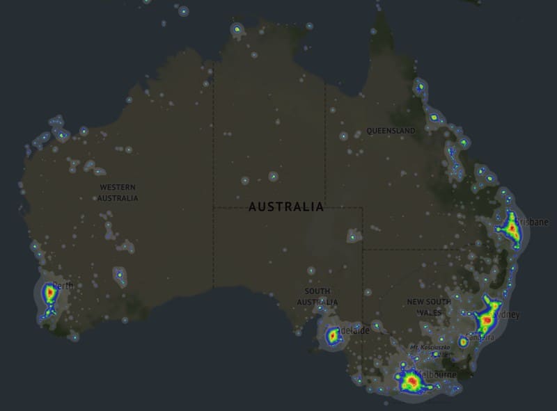 Light Pollution Map of Australia