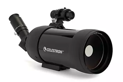 Celestron – MAK 90mm Angled Spotting Scope – Maksutov Spotting Scope – Great for Long Range Viewing – 39x Magnification with 32mm Eyepiece – Multi-coated Optics – Rubber Armored