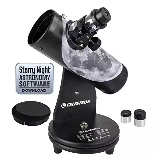 Celestron – 76mm Signature Series FirstScope – Compact and Portable Tabletop Dobsonian Telescope – Ideal Telescope for Beginners – Features Custom Moon Map Wrap – BONUS Astronomy Software Pa...
