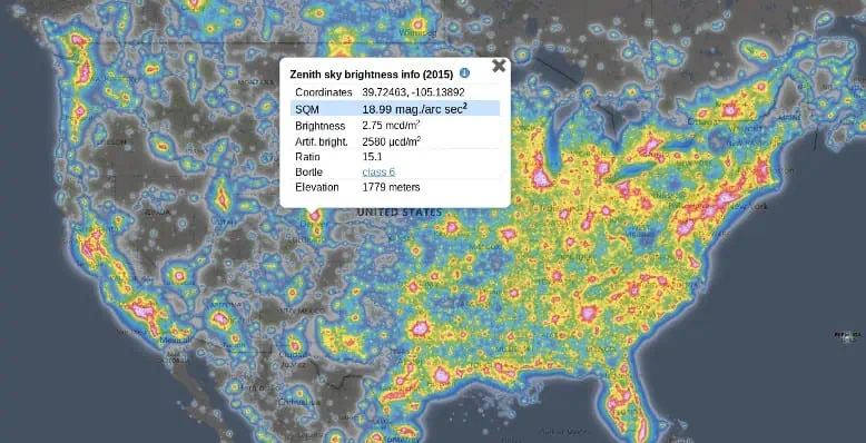 bortle scale map