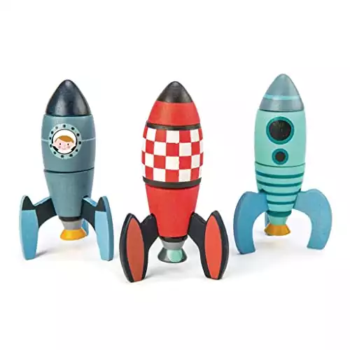 Wooden Rocket Construction Toy Set
