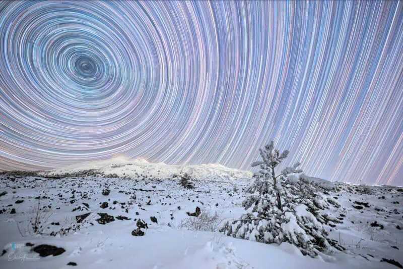 Dario Giannobile - Star Trail Above The Snowy Craters Of Mount Etna