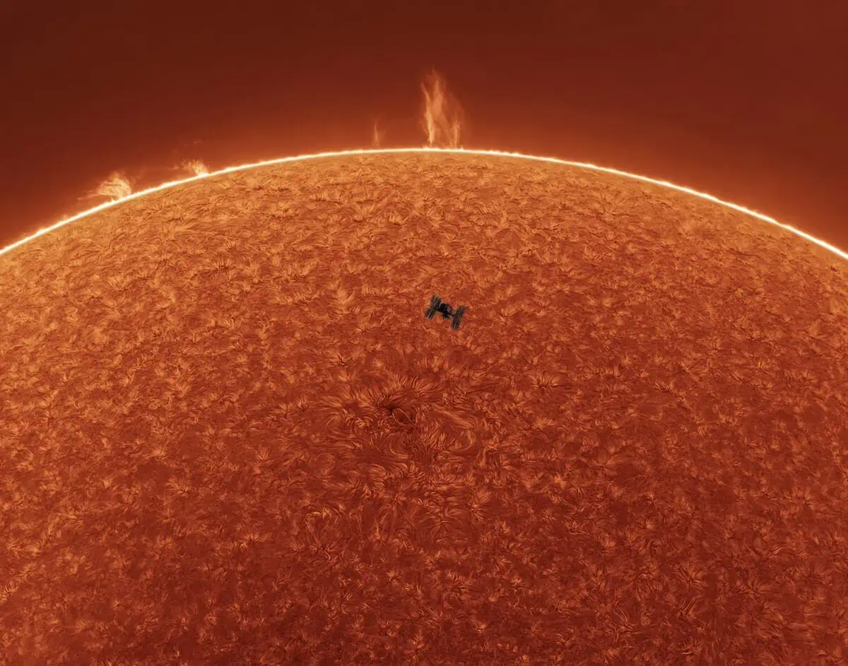 ISS passing in front of the sun (Mehmet Ergün)