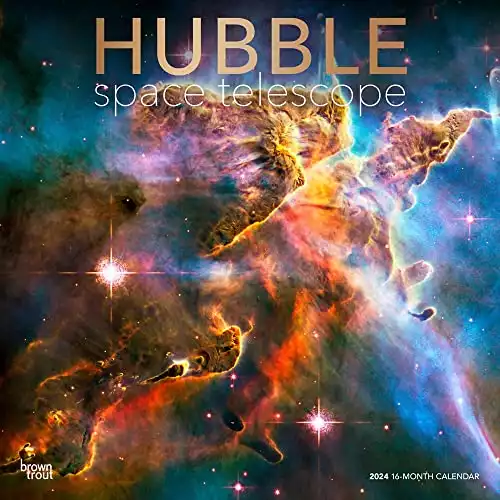 Hubble Space Telescope | 2024 12 x 24 Inch Monthly Square Wall Calendar | Foil Stamped Cover | BrownTrout | Science Astronomy Technology