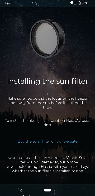 installing sun filter on hestia