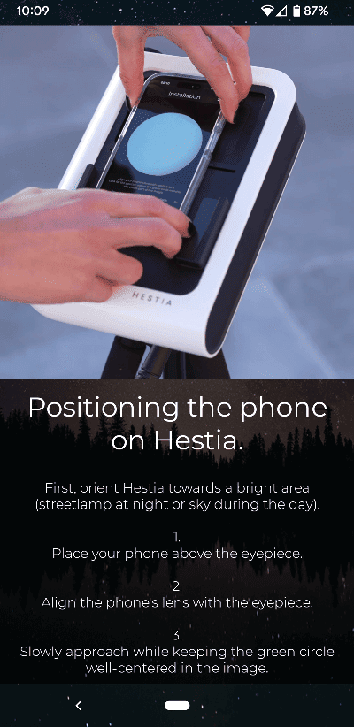 positioning phone on hestia
