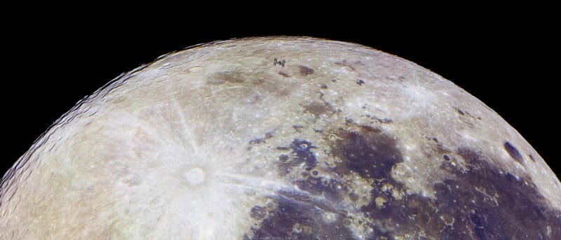 ISS in front of the moon