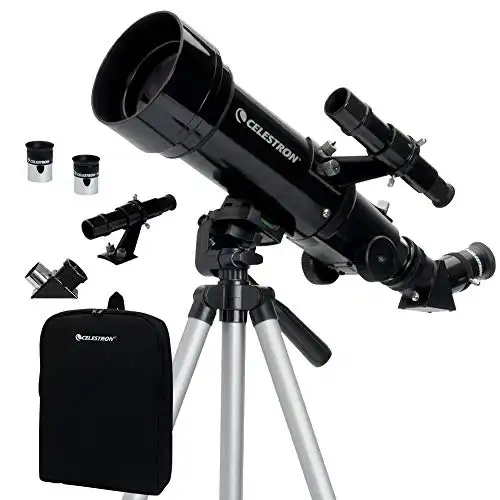 Celestron 70mm Travel Scope Portable Refractor Telescope Fully-Coated Glass Optics Ideal Telescope for Beginners BONUS Astronomy Software Package