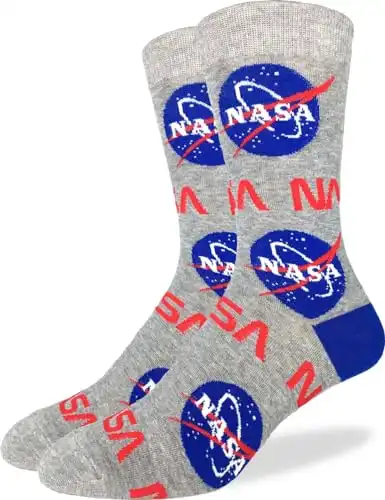 Good Luck Sock Men's NASA Socks, Gray, Adult, Shoe Size 7-12