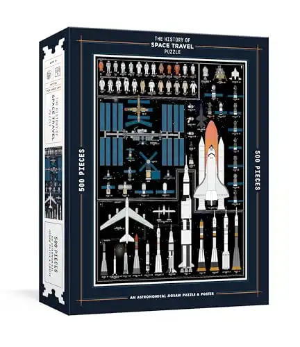 Clarkson Potter The History of Space Travel Puzzle: Astronomical 500-Piece Jigsaw Puzzle & Poster : Jigsaw Puzzles for Adults