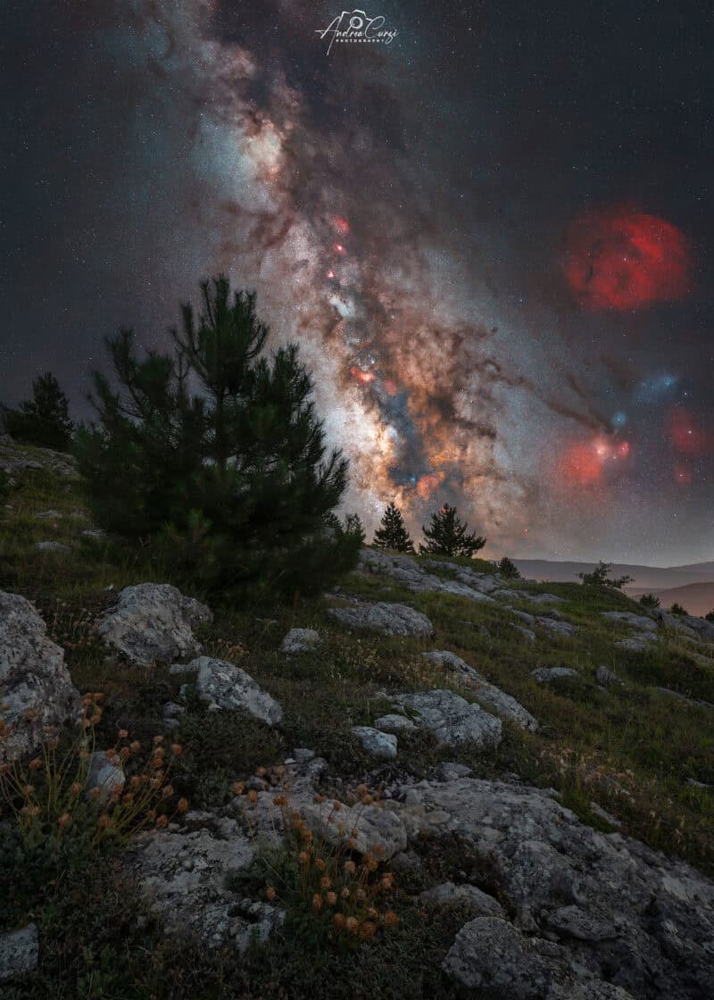 Abruzzo Campo Imperatore Alberi e Via Lattea web